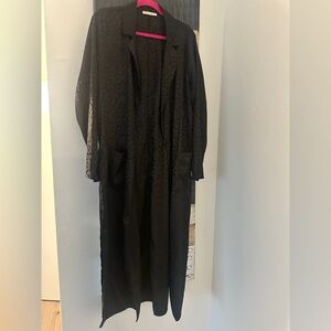 STARLOW Black Leopard Print Women's silk Coat